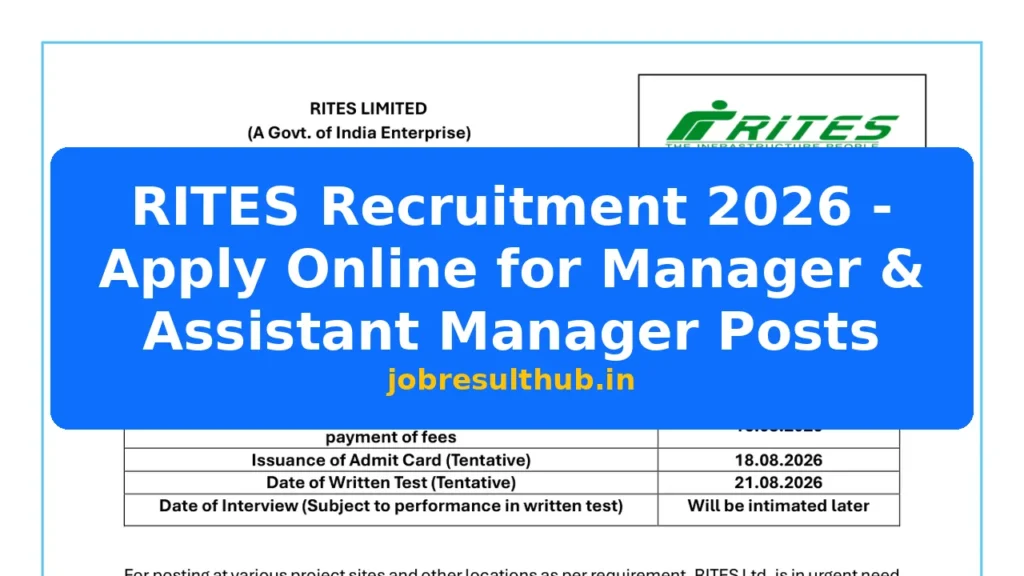 RITES Recruitment 2026 - Apply Online for Manager & Assistant Manager Posts - 4 Posts