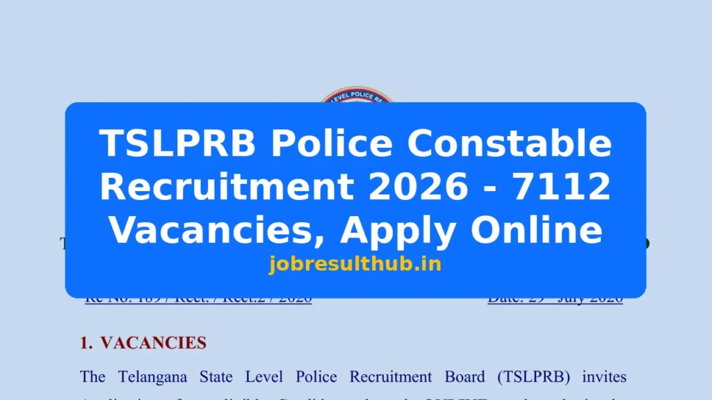 TSLPRB Police Constable Recruitment 2026 - 7112 Vacancies, Apply Online - 2026 Posts