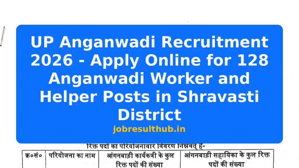 UP Anganwadi Recruitment 2026 - Apply Online for 128 Anganwadi Worker and Helper Posts in Shravasti District - 128 Posts