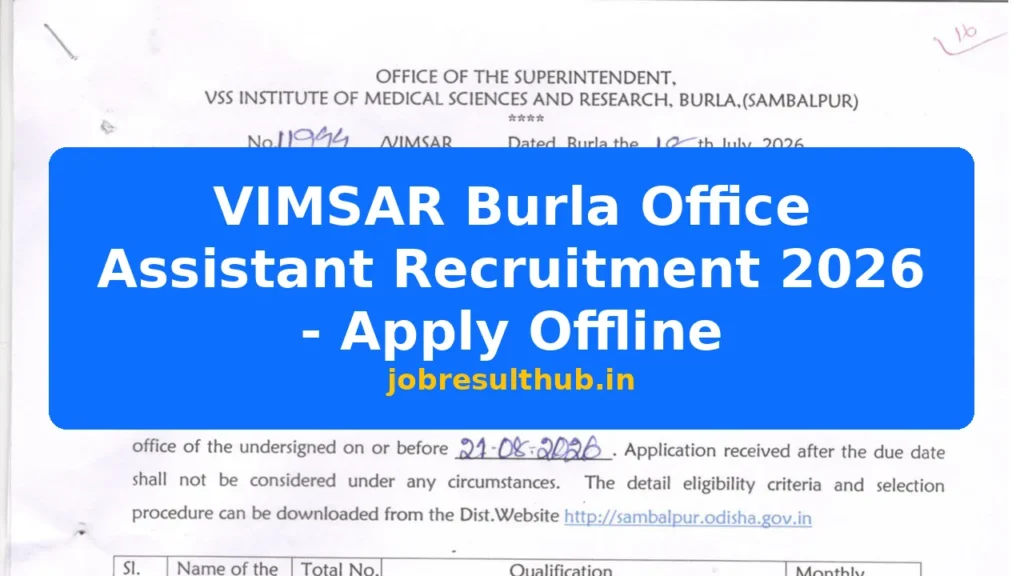 VIMSAR Burla Office Assistant Recruitment 2026 - Apply Offline - 437 Posts