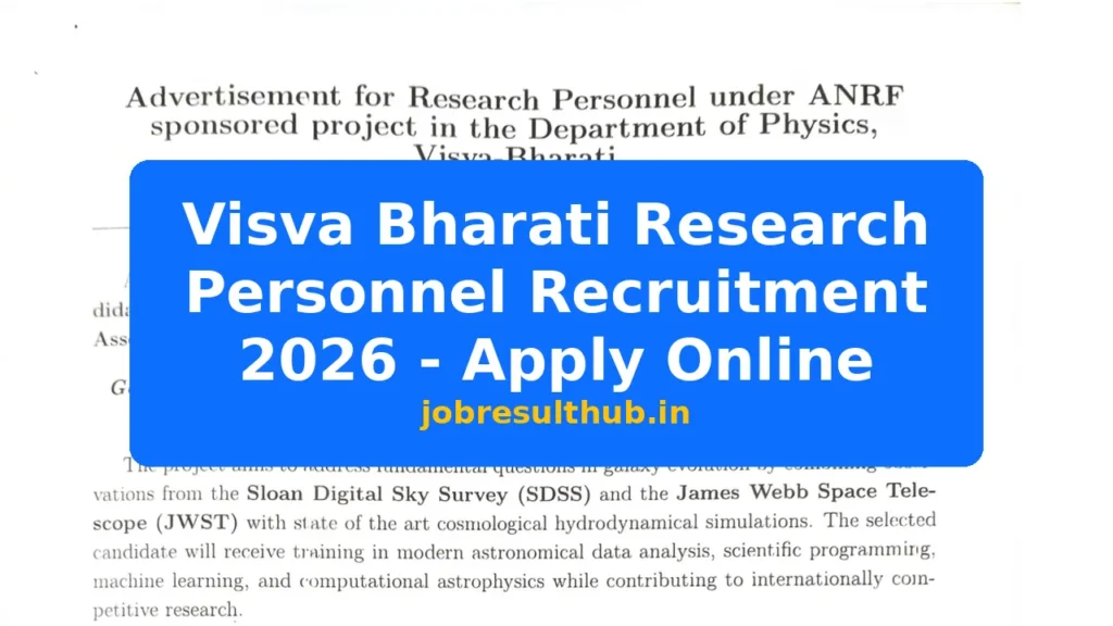 Visva Bharati Research Personnel Recruitment 2026 - Apply Online - 2026 Posts
