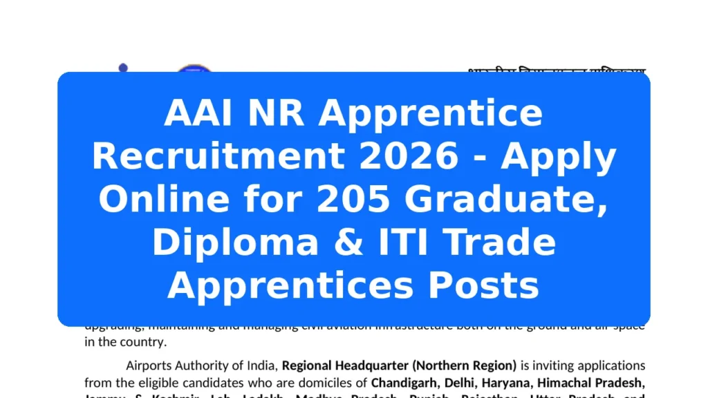 AAI NR Apprentice Recruitment 2026 - Apply Online for 205 Graduate, Diploma & ITI Trade Apprentices Posts Featured Image
