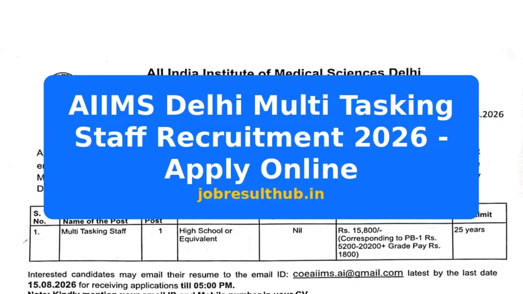 AIIMS Delhi Multi Tasking Staff Recruitment 2026 - Apply Online - 2026 Posts