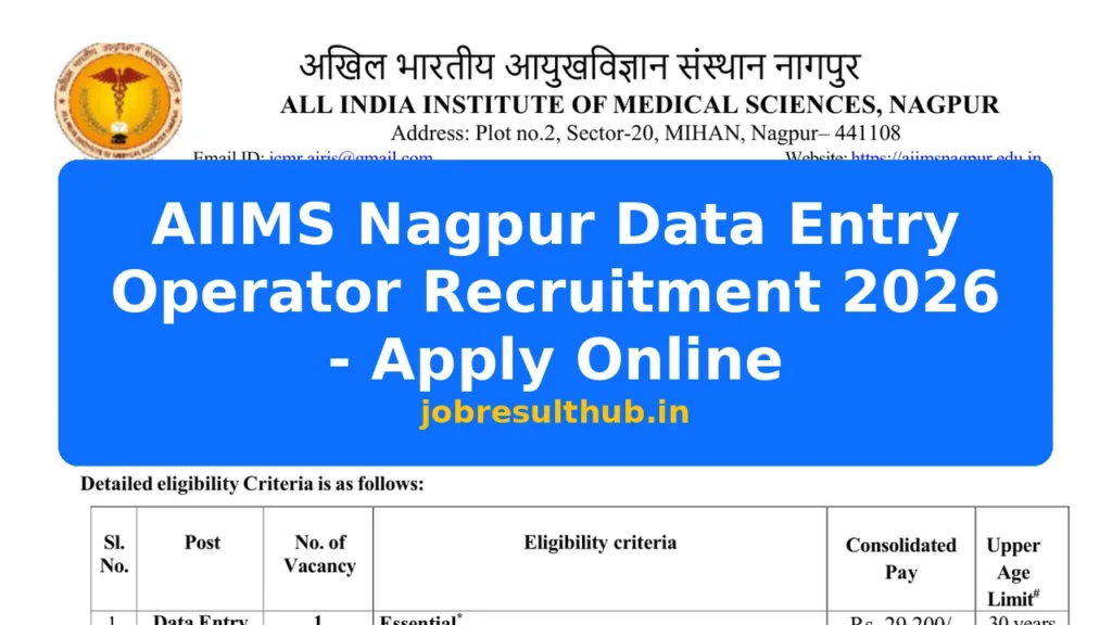 AIIMS Nagpur Data Entry Operator Recruitment 2026 - Apply Online - 2026 Posts