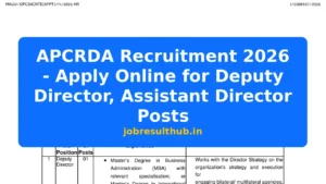 APCRDA Recruitment 2026 - Apply Online for Deputy Director, Assistant Director Posts - 2026 Posts