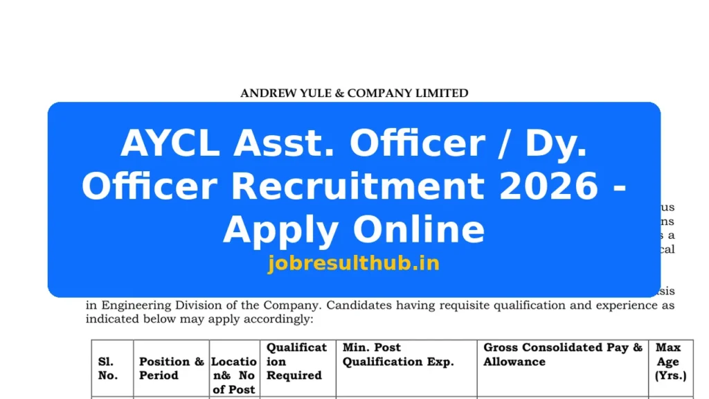 AYCL Asst. Officer / Dy. Officer Recruitment 2026 - Apply Online - 2026 Posts