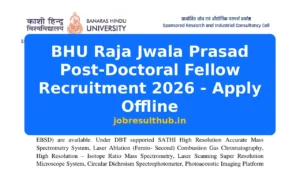 BHU Raja Jwala Prasad Post-Doctoral Fellow Recruitment 2026 - Apply Offline - 2026 Posts