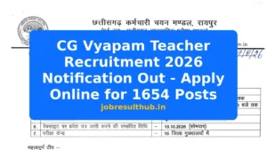 CG Vyapam Teacher Recruitment 2026 Notification Out - Apply Online for 1654 Posts - 2026 Posts