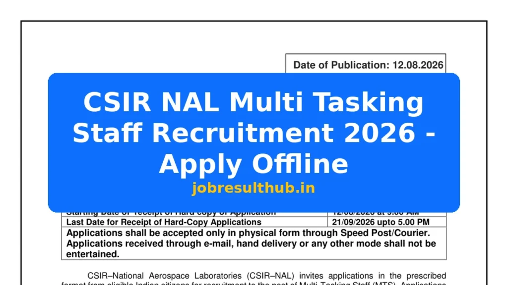 CSIR NAL Multi Tasking Staff Recruitment 2026 - Apply Offline - 6 Posts