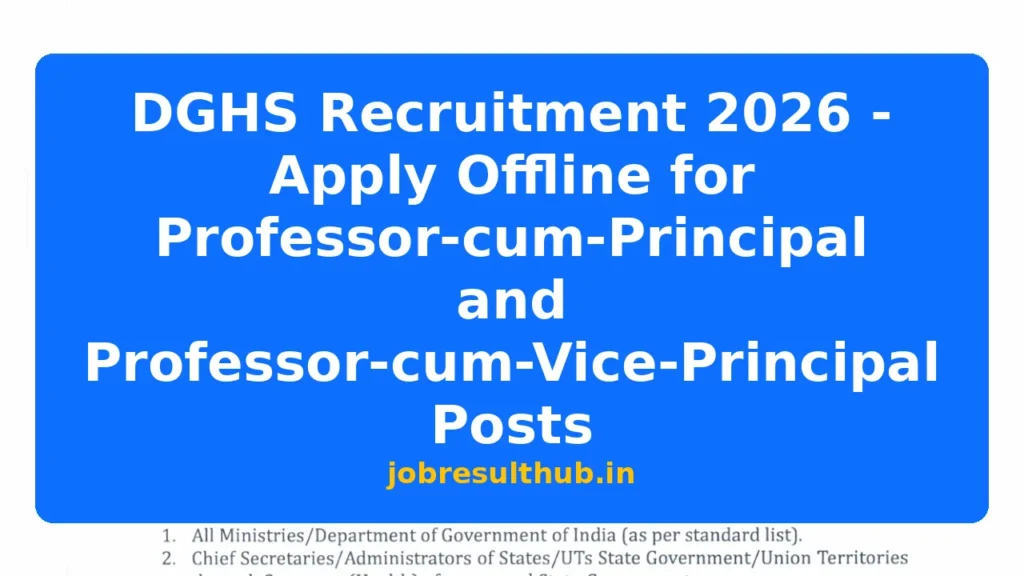 DGHS Recruitment 2026 - Apply Offline for Professor-cum-Principal and Professor-cum-Vice-Principal Posts - 2026 Posts