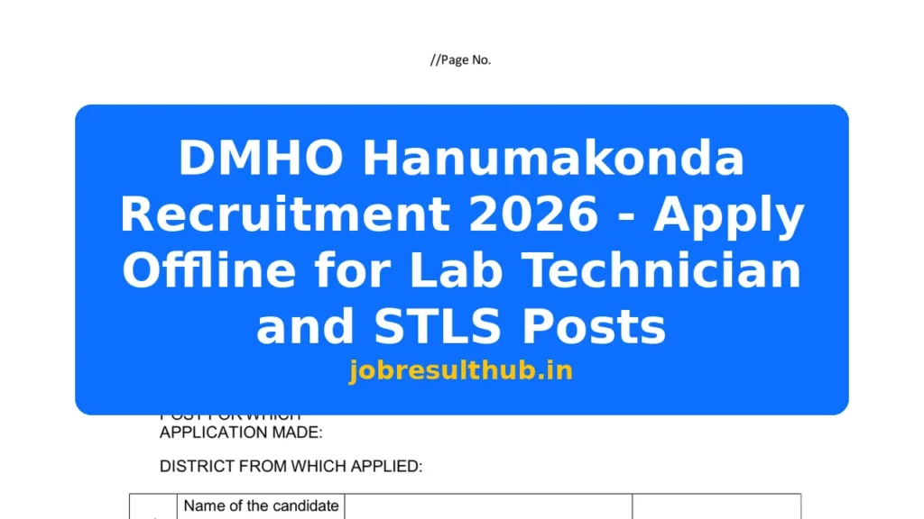 DMHO Hanumakonda Recruitment 2026 - Apply Offline for Lab Technician and STLS Posts - 2026 Posts