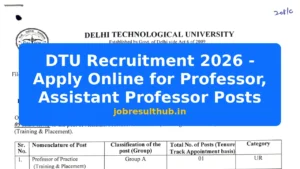 DTU Recruitment 2026 - Apply Online for Professor, Assistant Professor Posts - 2026 Posts