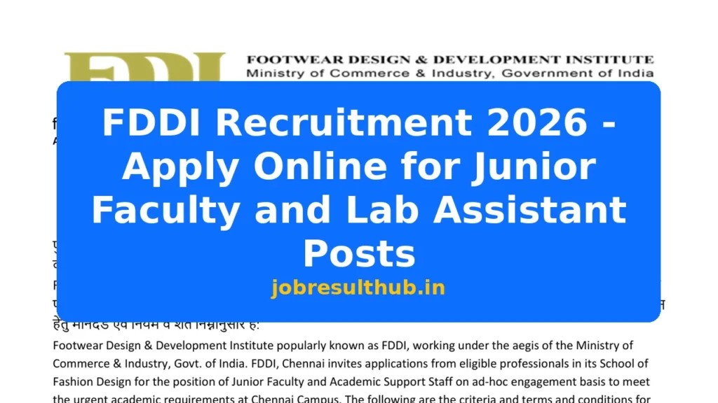 FDDI Recruitment 2026 - Apply Online for Junior Faculty and Lab Assistant Posts - 2026 Posts