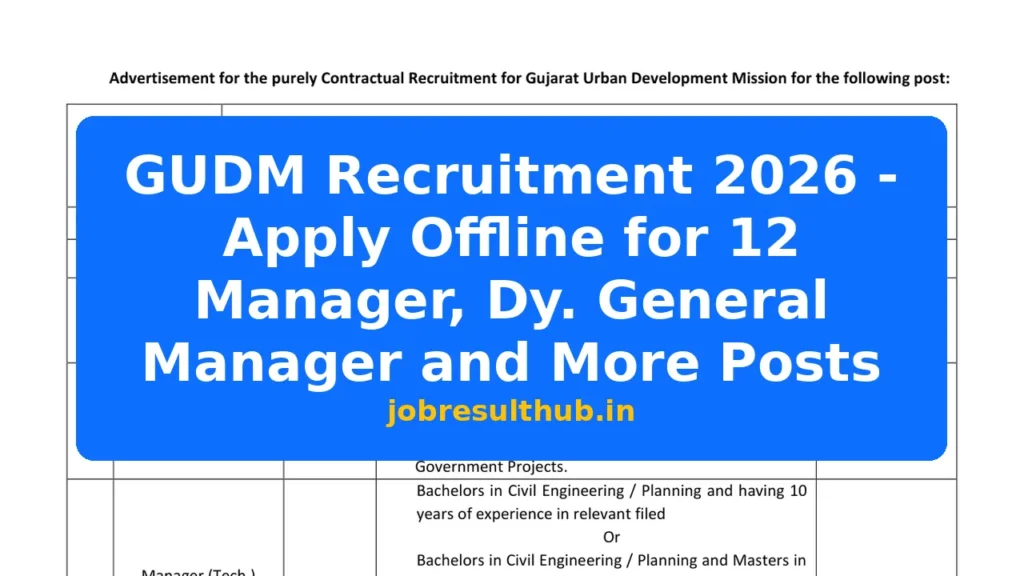 GUDM Recruitment 2026 - Apply Offline for 12 Manager, Dy. General Manager and More Posts - 2026 Posts