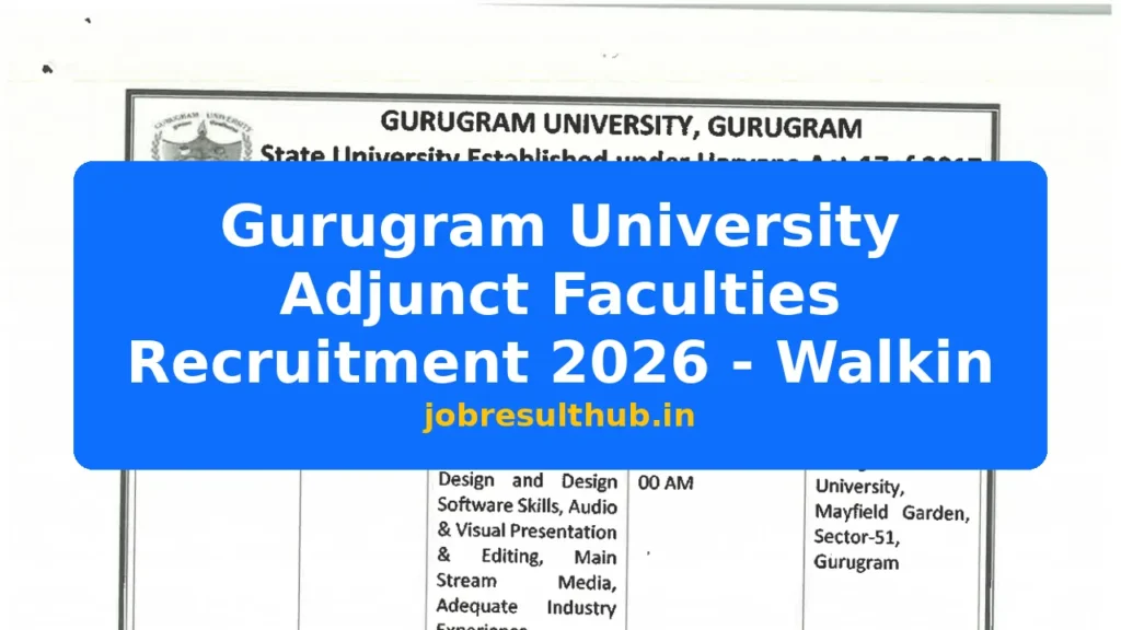 Gurugram University Adjunct Faculties Recruitment 2026 - Walkin - 2026 Posts