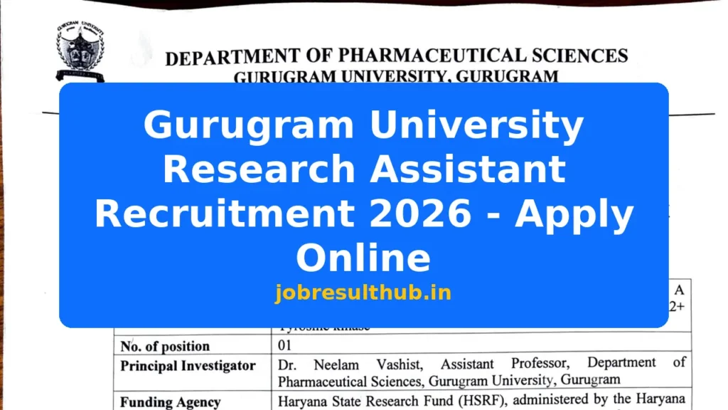 Gurugram University Research Assistant Recruitment 2026 - Apply Online - 2026 Posts