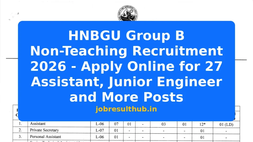 HNBGU Group B Non-Teaching Recruitment 2026 - Apply Online for 27 Assistant, Junior Engineer and More Posts - 2026 Posts