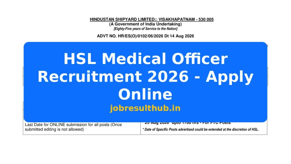 HSL Medical Officer Recruitment 2026 - Apply Online - 2026 Posts