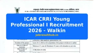 ICAR CRRI Young Professional I Recruitment 2026 - Walkin - 2026 Posts