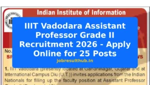 IIIT Vadodara Assistant Professor Grade II Recruitment 2026 - Apply Online for 25 Posts - 2026 Posts