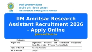 IIM Amritsar Research Assistant Recruitment 2026 - Apply Online - 2026 Posts