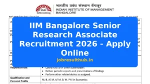 IIM Bangalore Senior Research Associate Recruitment 2026 - Apply Online - 2026 Posts