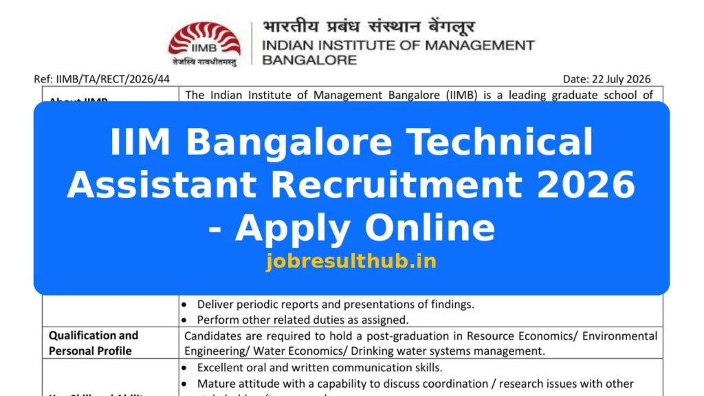 IIM Bangalore Technical Assistant Recruitment 2026 - Apply Online - 2026 Posts