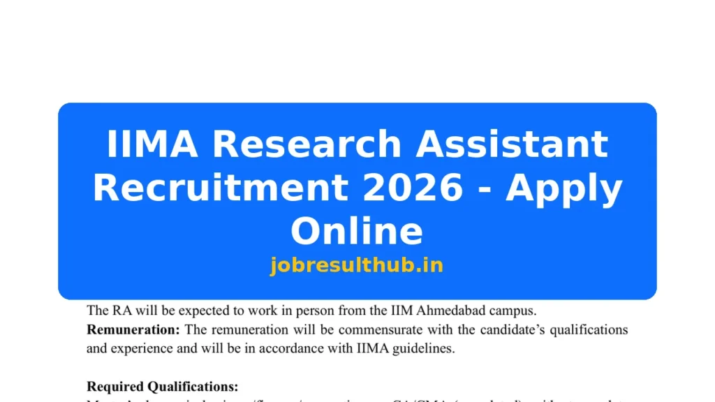 IIMA Research Assistant Recruitment 2026 - Apply Online - 2026 Posts