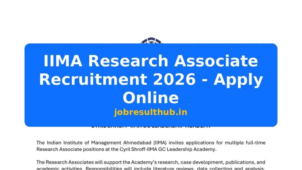 IIMA Research Associate Recruitment 2026 - Apply Online - 2026 Posts