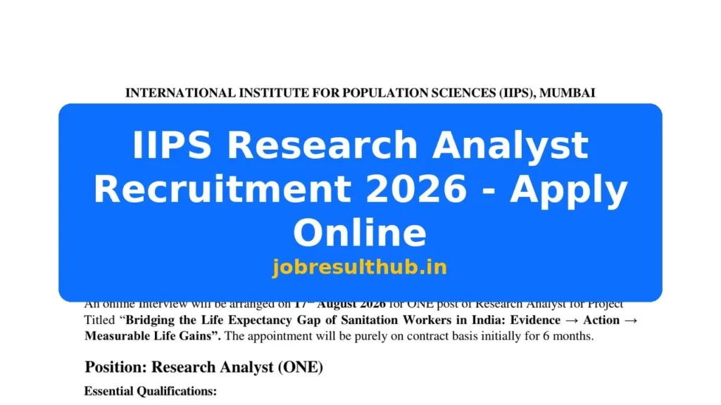 IIPS Research Analyst Recruitment 2026 - Apply Online - 2026 Posts