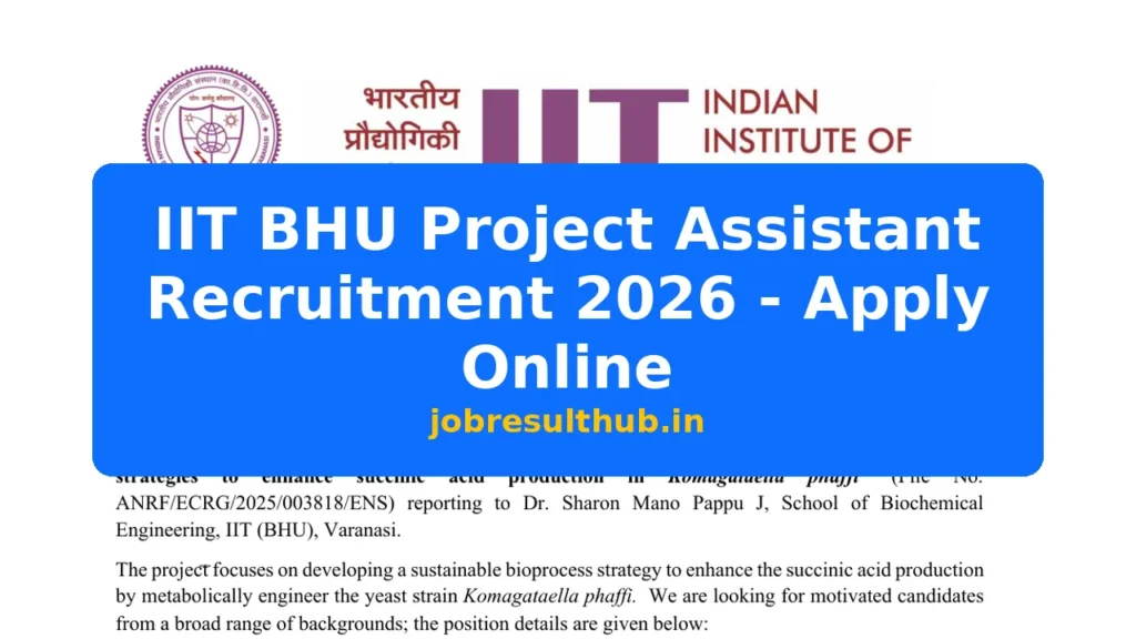 IIT BHU Project Assistant Recruitment 2026 - Apply Online - 2026 Posts