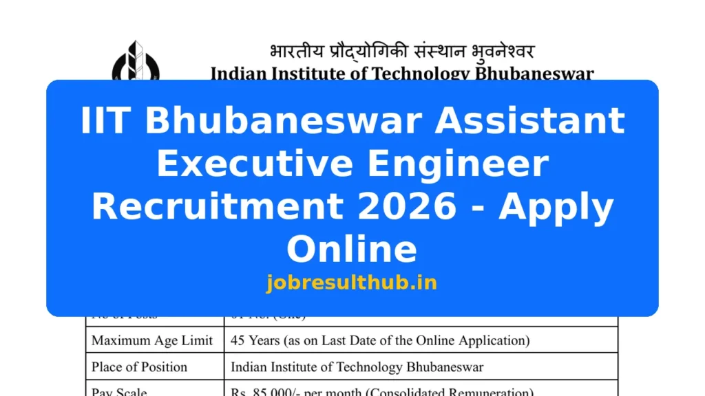 IIT Bhubaneswar Assistant Executive Engineer Recruitment 2026 - Apply Online - 2026 Posts