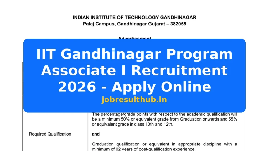 IIT Gandhinagar Program Associate I Recruitment 2026 - Apply Online - 2026 Posts