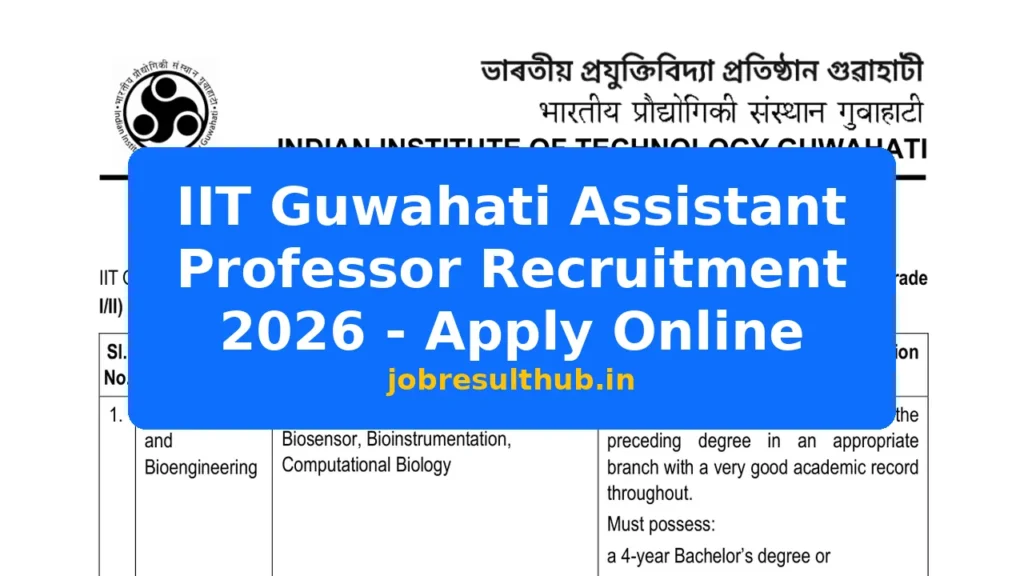 IIT Guwahati Assistant Professor Recruitment 2026 - Apply Online - 2026 Posts