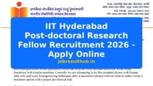 IIT Hyderabad Post-doctoral Research Fellow Recruitment 2026 - Apply Online - 2026 Posts