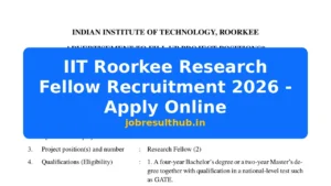 IIT Roorkee Research Fellow Recruitment 2026 - Apply Online - 2026 Posts