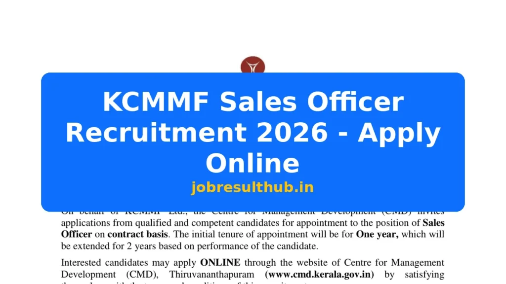KCMMF Sales Officer Recruitment 2026 - Apply Online - 2026 Posts