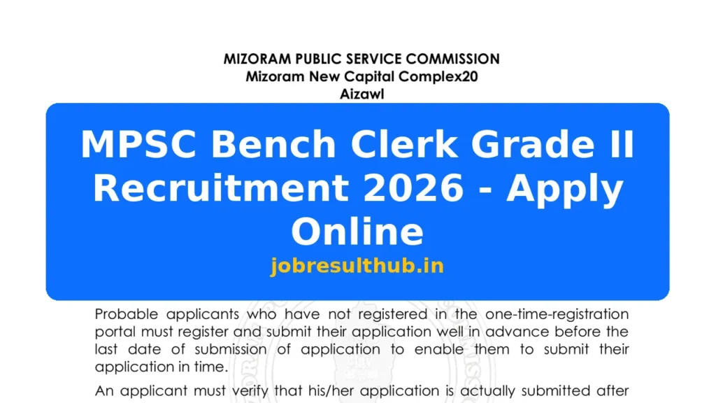 MPSC Bench Clerk Grade II Recruitment 2026 - Apply Online - 2026 Posts