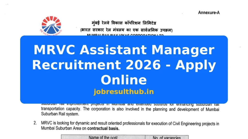 MRVC Assistant Manager Recruitment 2026 - Apply Online - 2026 Posts
