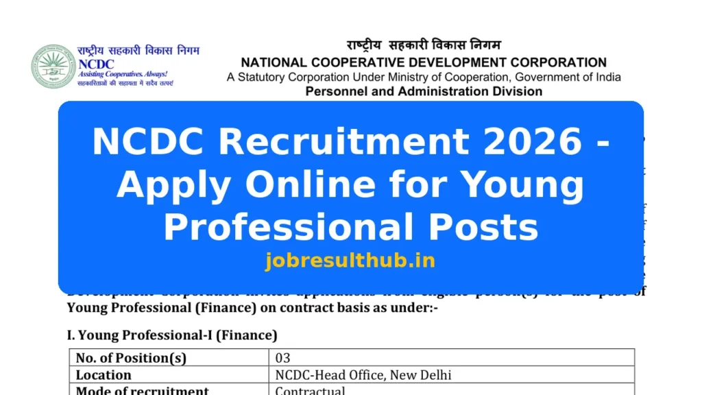 NCDC Recruitment 2026 - Apply Online for Young Professional Posts - 2026 Posts
