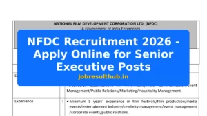 NFDC Recruitment 2026 - Apply Online for Senior Executive Posts - 2026 Posts