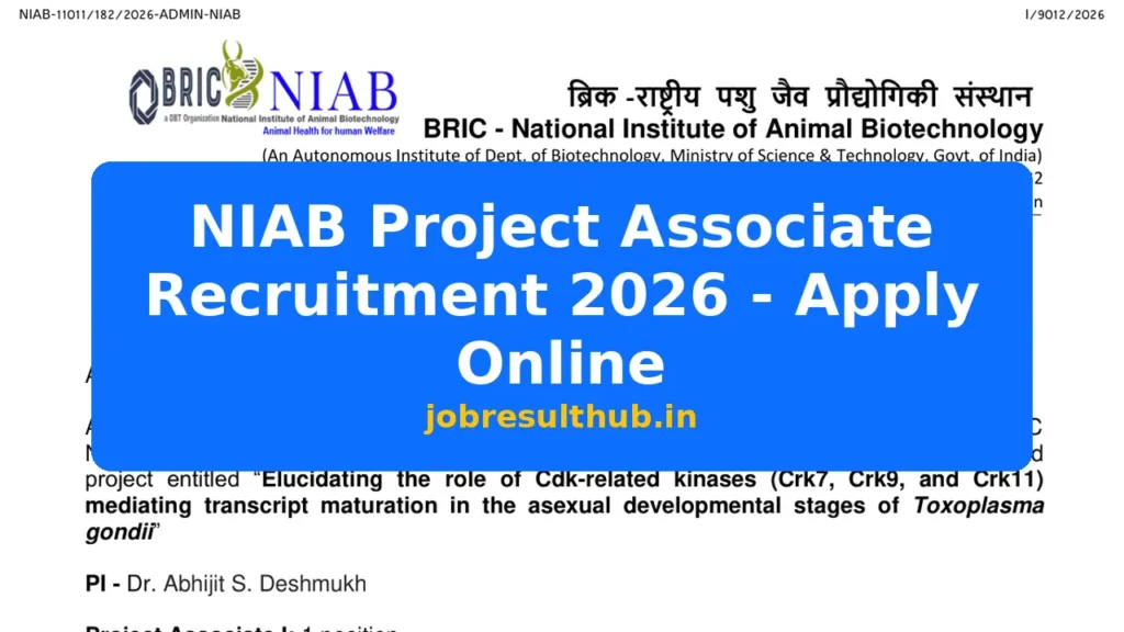 NIAB Project Associate Recruitment 2026 - Apply Online - 2026 Posts