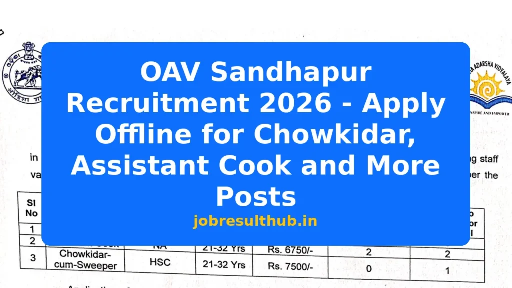 OAV Sandhapur Recruitment 2026 - Apply Offline for Chowkidar, Assistant Cook and More Posts - 2026 Posts