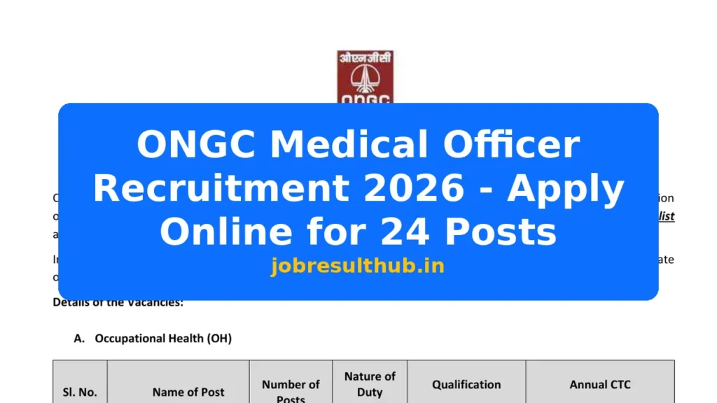 ONGC Medical Officer Recruitment 2026 - Apply Online for 24 Posts - 2026 Posts