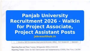 Panjab University Recruitment 2026 - Walkin for Project Associate, Project Assistant Posts - 2026 Posts