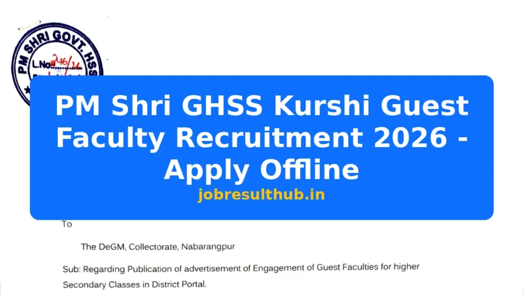PM Shri GHSS Kurshi Guest Faculty Recruitment 2026 - Apply Offline - 2026 Posts