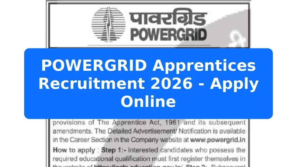 POWERGRID Apprentices Recruitment 2026 - Apply Online Featured Image