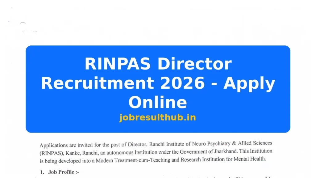 RINPAS Director Recruitment 2026 - Apply Online - 2026 Posts
