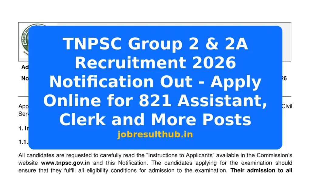 TNPSC Group 2 & 2A Recruitment 2026 Notification Out - Apply Online for 821 Assistant, Clerk and More Posts - 2026 Posts