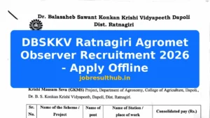 DBSKKV Ratnagiri Agromet Observer Recruitment 2026 - Apply Offline - 2026 Posts